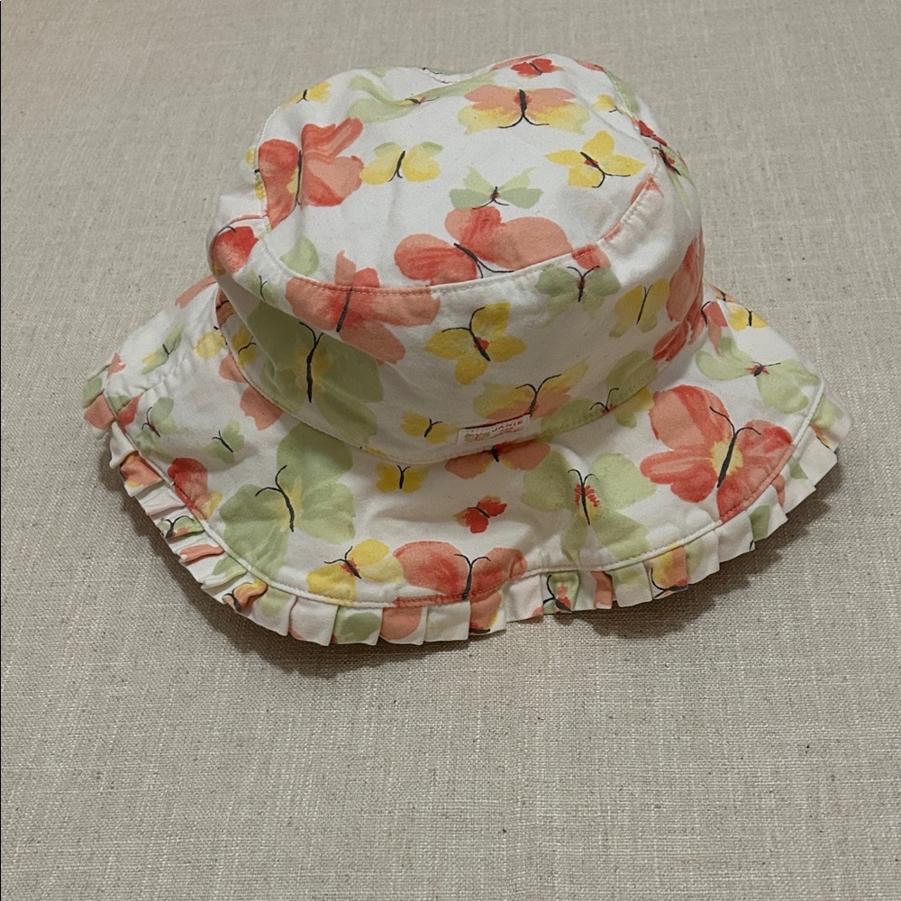 Janie and Jack Hat Size 4T Butterfly Pastel Bucket Sun Beach Playful Cotton